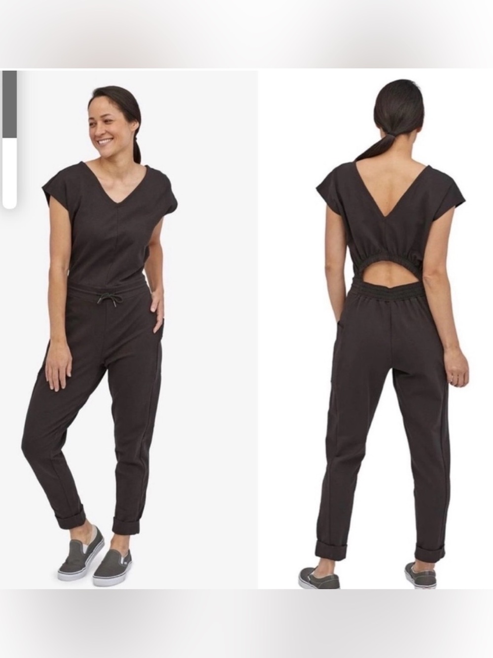 Patagonia Black Organic Cotton Roaming Jumpsuit Open Back S